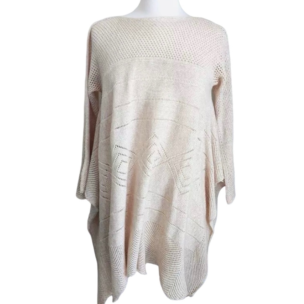 NWT Ciel Bohemian Sweater Shrug Pullover M Southwestern Beige Boho Knit